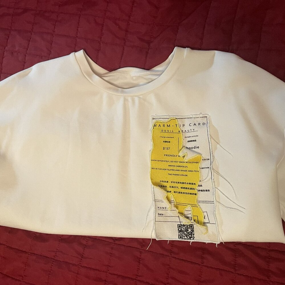 Devil Beauty Oversized Sweatshirt –  Patchwork “ID Card” Graphic, Streetwear